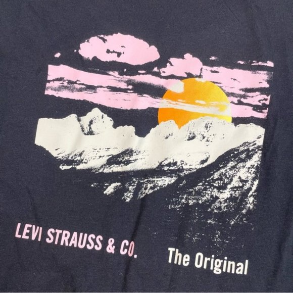 NWT Levi's Black Pink Logo Long Sleeve T Shirt Large - Picture 4 of 7